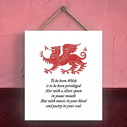 Image of Global Designs To Be Born Welsh Dragon Sign Decorative Hanging Wooden Plaque