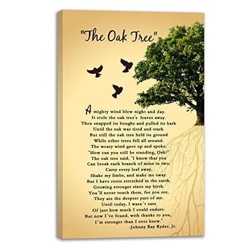 Image of Mokihidream The Oak Tree Poem Wall Art, The Oak Tree Poem Canvas Print Wall Decor • Mighty Oak Tree Poem About Life • Inspirational Wall Art • Nature Wall Art • Motivational Poetry Room Home Decor