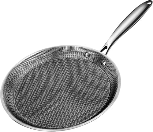 Image of Reldor Non Stick Crepe Pan 28 cm– Triply Stainless Steel, Honeycomb Coating Frying Pan, Induction Base, Lightweight Pancake Pan for Omelets, Crepes, Steaks, Compatible with Gas, Electric & Induction