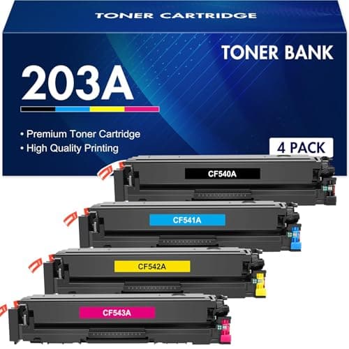 Image of Toner Bank Compatible Toner Cartridge Replacement for HP 203A CF540A 203X CF540X Color LaserJet Pro MFP M281fdw M254dw M280nw M254nw M281cdw M254dn M281fdn M281 Black Cyan Yellow Magenta 4-Pack
