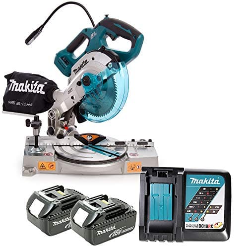 Image of Makita DLS600 18V LXT Brushless Mitre Saw 165mm with 2 x 5Ah Batteries & Charger