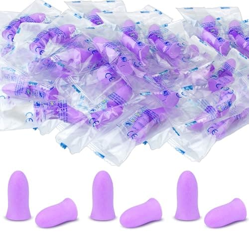 Image of 30 Pair Foam Earplugs, Super Soft Ear Plugs for Sleeping, Ergonomic Design, 36dB SNR Noise Cancelling Hypoallergenic Earplugs for Snoring Blocking, Flying, Studying, Work (Purple)