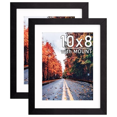 Image of Zueyunstoo 2 Pack 10x8 Picture Frames with Removable 8x6 mount, Black Photo Frames, Wall Mounted and Freestanding