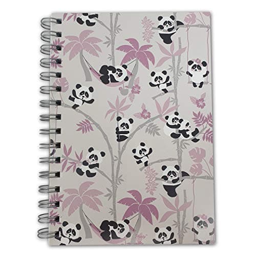 Image of Printykins Panda Notebook – A5 / 21cm x 15cm / Wirebound/Lined and Plain / 100 pages/Childrens Notepad/Kids Notebook/Girls Sketchbook/Ladies journal/Panda Inspired/Panda Gift