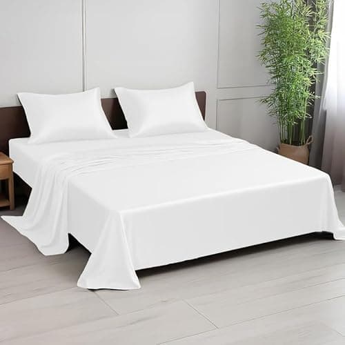 Image of Indus Textiles 4 Piece Bed Sheet Set Double– 1 x Fitted Sheet,1 x Flat Sheet with 2 Pillow Cases 50x75-200 thread Count 100% Egyptian Cotton Super Soft Luxury Hotel Quality Bedding Set