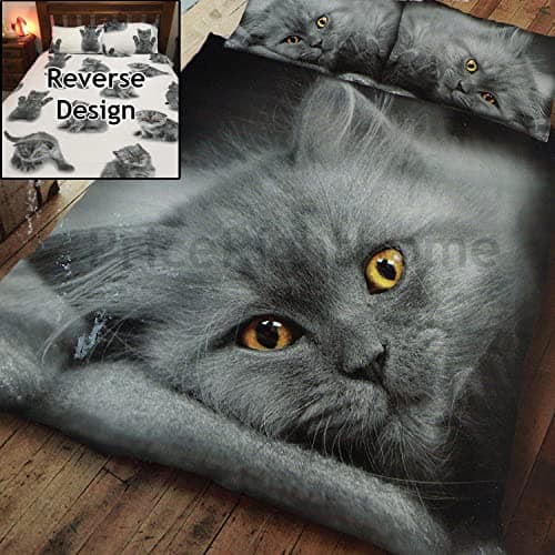 Image of Gaveno Cavailia WILDLIFE 3D CAT Bed Set with Duvet Cover and Pillow Case, Polyester-Cotton, Multi, King, 11129240