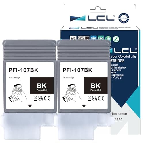 Image of LCL PFI-107 Black 130ml Ink Cartridge Replacement for Canon PFI-107 PFI-107BK PFI107BK for Canon ImagePROGRAF iPF670 iPF680 iPF685 iPF770 iPF780 iPF785 (2 Pack)