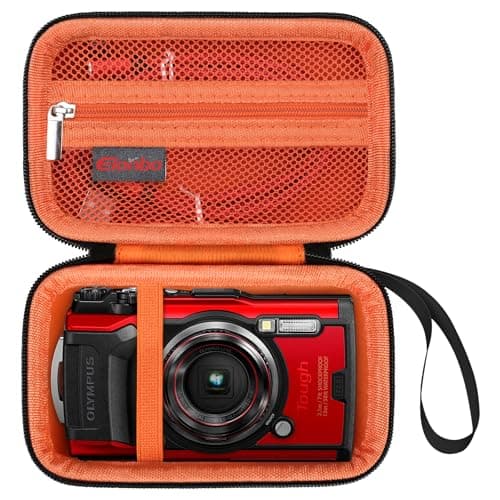 Image of Elonbo Carrying Case for OM System Tough TG-7 Digital Camera/OM System Olympu TG-6 Underwater Camera, Rugged Waterproof Shockproof WiFi 4K Video Digital Camera Storage Cover Travel Bag, Black