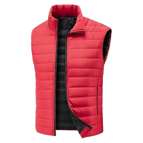 Image of HUIANGLIYG Mens Body Warmer,Men'S Quilted Lined Vest Lightweight Quilted Outdoor Vest With Zip Pockets Body Warmer Windproof Sleeveless Jacket For Golf Running Hiking Horse Riding Red Xxl