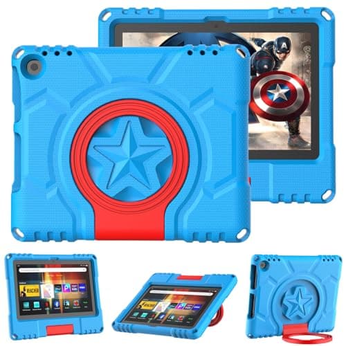 Image of Amazon Fire HD 8 Tablet Case for Kids (12th/10th Generation, 2024/2022/2020), Not fit Sony TCL, Mansiruyi Lightweight Shockproof Handle Stand 8” Case for Fire HD 8 Kids&Kids Pro & Plus Tablet - Blue