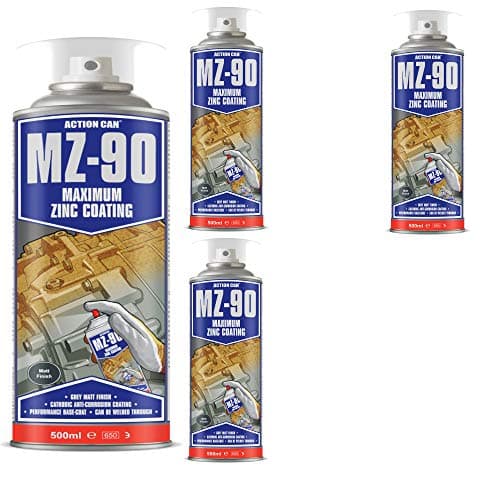 Image of Pack Of 4 Action Can MZ-90 Matt Finish Cold Zinc Galvanising Spray Paint Aerosol 500ml