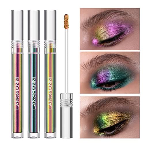 Image of 3 Pcs Liquid Chameleon Eyeshadow Makeup Set,Metallic Changing Long-lasting Holographic Glitter Multichrome Eyeshadows (#A)