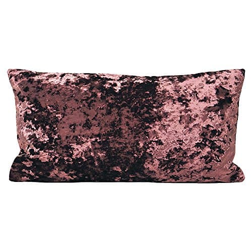 Image of Riva Paoletti Roma Square Filled Cushion Purple-Crushed Velvet Look and Feel-Hidden Zip Closure-Machine Washable-100 Case (20" x 20" inches), Polyester, Aubergine, 50 x 50cm
