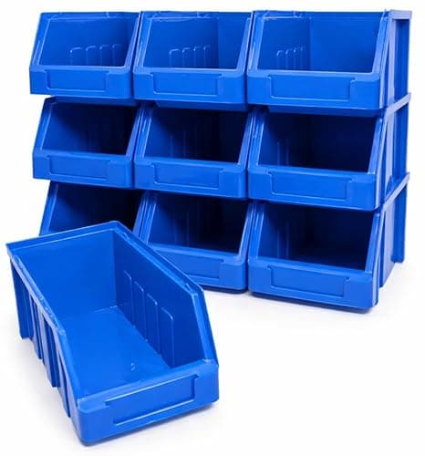 Image of EQUIP247UK BLUE SIZE 2 STACKING STORAGE BINS PLASTIC PARTS BINS (10)
