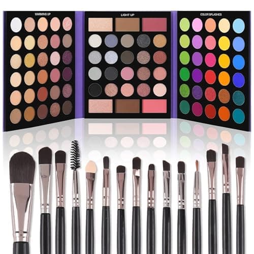 Image of UCANBE Eyeshadow Palette with 15Pcs Brushes Makeup Set, Pigmented 86 Colors Make Up Sets Valentine's Day Gift, Matte Shimmer Glitter Eye Shadow Pallet Highlighter Contour Blush Powder Brush Beauty Kit