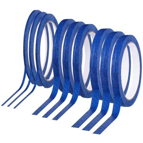 Image of Meng Jiaran 9 Rolls Blue Masking Tape, 3/7/12 mm X 20 M Painters Tape Artist Masking Tape with Sharp Lines for Artist Painting DIY, Adhesive Blue Painters Tape for Indoor Painting Decorating(Blue)