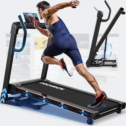 Image of Decorcn Folding Treadmill for Home, 4.5HP, 20 Auto Incline, 1km/h-16km/h, 150KG limited, Ideal for marathon training, Running Machine for Heavy People with LED, Bluetooth Speakers, Silent Walking Pad
