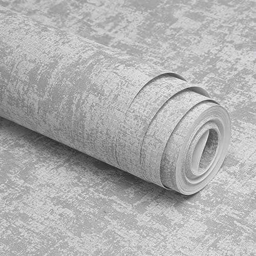 Image of Trafagala Grey Concrete Wallpaper Shabby Chic Wallpaper Industrial Textured for Living Room Bedroom Fireplace Decorative Wall Paper Roll with Distressed Pattern Silver Glitter Metallic Detailing