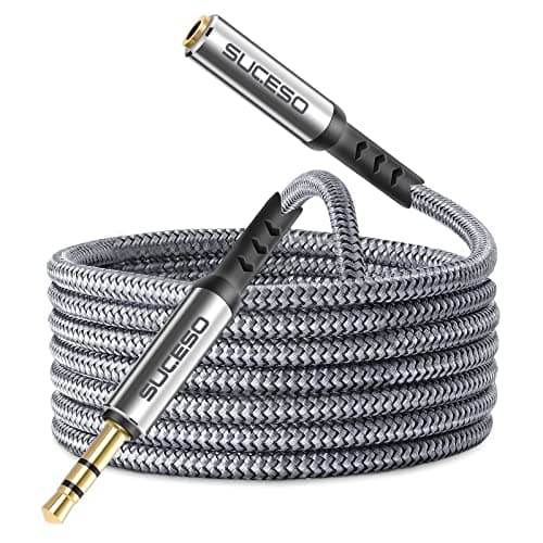 Image of SUCESO Headphone Extension Cable 5M Aux Stereo Jack Lead 3.5mm Male to Female Audio Extension Cable Earphone Cord Compatible With Laptop PC iPhone iPad Tablet Headset TV PS4 MP3 Speaker Smartphone