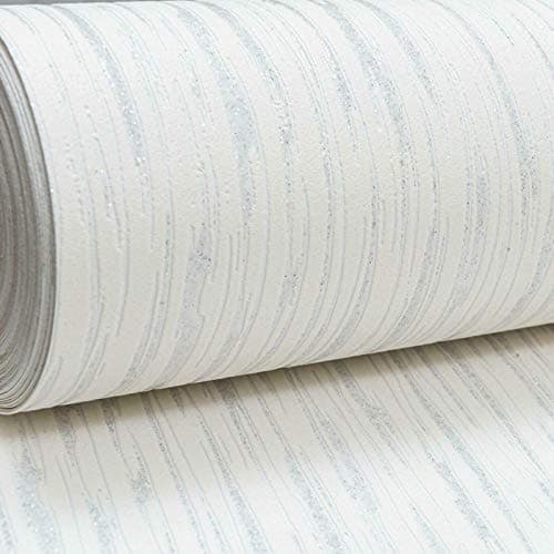 Image of UGEPA Plain White Silver Glitter Lines Stripes Textured Blown Vinyl Wallpaper Embossed