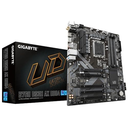 Image of Gigabyte B760 DS3H AX DDR4 Motherboard - Supports Intel Core 14th CPUs, 8+2+1 Phases Digital VRM, up to 5333MHz DDR4 (OC), 2xPCIe 4.0 M.2, Wi-Fi 6E, GbE LAN, USB 3.2 Gen 2