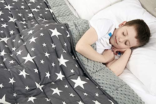 Image of viceroy bedding Weighted Blanket for Autism Anxiety - 100% Cotton with Sensory Soft Dot Reverse Side - Heavy Weight Blanket for Sleep Therapy (Stars Grey, 100cm x 155cm, 4.5kg)