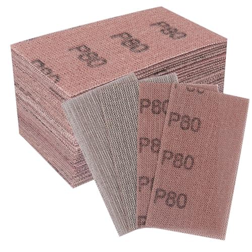 Image of Shineboc 50 pcs Mesh Sanding Sheets, 70 * 125mm Mesh Hook and Loop Sanding Pads 80 Grit Dust Free Abrasive Net Sander Disc Anti-Blocking Grinding Polishing Sandpaper for Wood Furniture