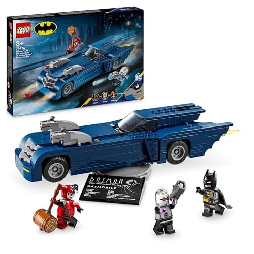 Image of LEGO DC Batman with the Batmobile vs. Harley Quinn & Mr. Freeze, Car Toy, Super-Hero Vehicle Set, with 3 Minifigures, Birthday Gift for 8 Plus Year Old Boys and Girls 76274