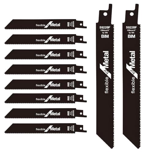 Image of 10 x Reciprocating Sabre Saw Blades 150mm 14 TPI S922BF BIM – Fast Cut Metal & Wood, Sheet Metal (3-8mm), Pipes & Profiles, Universal Shank Fits All Saws