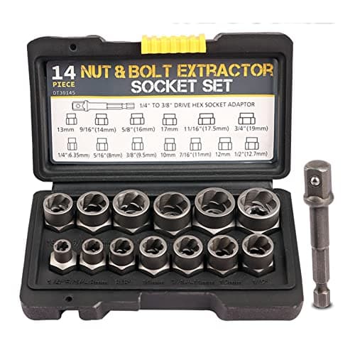Image of LSLANSOON 3/8'' Drive Impact Bolt Nut Extractor Set, 13 Pcs Lug Nut Remover Kit 1/4''-3/4'' Twist Socket Tool Set with a 1/4'' Hex Drive to 3/8'' Socket Adapter (LY-1111)