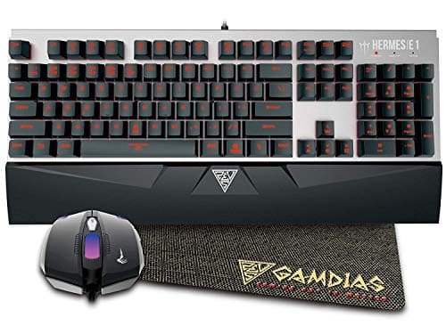 Image of GAMDIAS Hermes E1 Combo Mechanical USB Gaming Keyboard 104 Switches Brown LED Red Keyboard Layout UK + Demeter E2 3200dpi Adjustable Optical Mouse + Mouse Pad