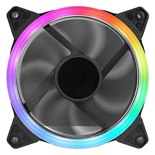 Image of Combrite PC Case Cooling Fan Rainbow RGB LED Halo Ring 120mm (12CM) With Universal 3 Pin And 4 Pin Connectors