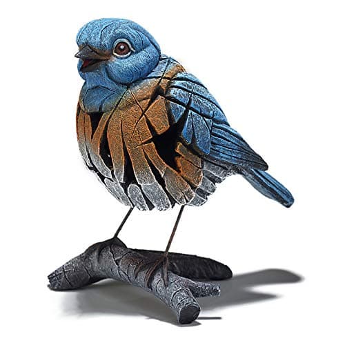 Image of Enesco Edge Sculpture Western Bluebird on Branch Animal Figurine, 8.125 Inch, Blue and Orange