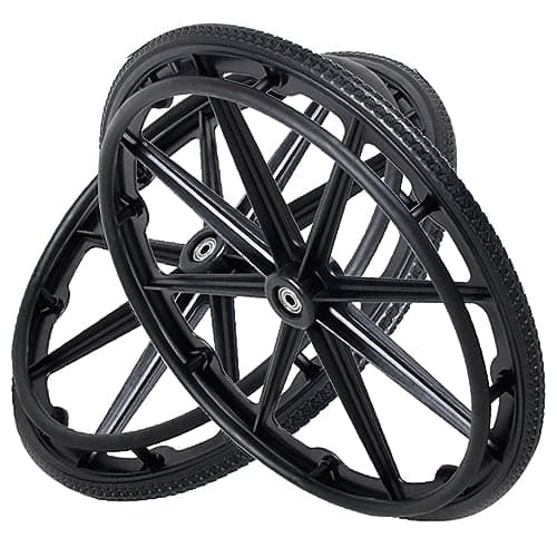 Image of 24 x 1 3/8 Wheelchair Rear Wheels (2Pcs), 24" Non-Pneumatic Solid Tire Replacement Back Wheel, Manual Wheelchair Replacement Accessories(Black)