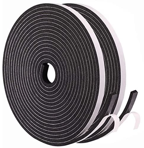 Image of Draught Excluder Self Adhesive Foam Tape 6mm(W) x 3mm(T) Window Door Weather Stripping SoundProof Weather Strip Tape Seals for Gap Seal, 2 Rolls, Total 20M Long Black