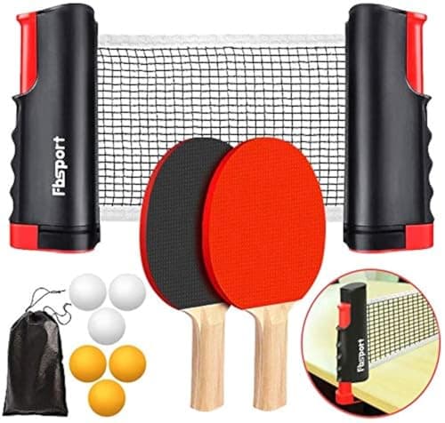 Image of FBSPORT ping pong set, Table Tennis Sets, 2 Bats, 6 Balls and extendable ping-pong nets, Professional Ping Pong Racket Paddle Set with Carry Bag, for Indoor/Outdoor Games
