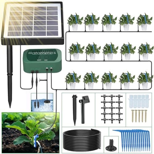 Image of SoulBay Automatic Solar Drip Irrigation Kit, 12 Sync Modes, with 15 m Garden Hose for Indoor and Outdoor Garden in Pot