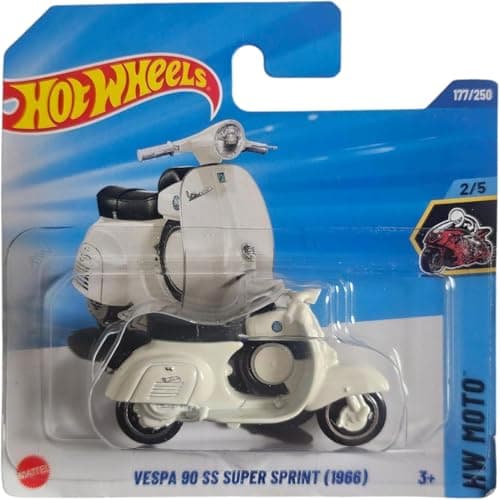 Image of Hot Wheels Vespa 90 SS Super Sprint 1966, Die-Cast Model, White, 1:64 Scale