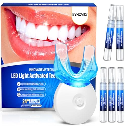 Image of Teeth Whitening Kit with LED Light – 3 Teeth Whitening Gel Pens + 2 Remineralizing Desensitizing Gel Pens –35% Pap Whitening Formula – Whiten Teeth in 7 Days – Safe for Sensitive Teeth (Mint)