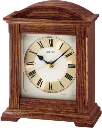 Image of Seiko QXG123B Table Clock Brown Wood (Oak) Creeping Seconds, Brown, S, Modern