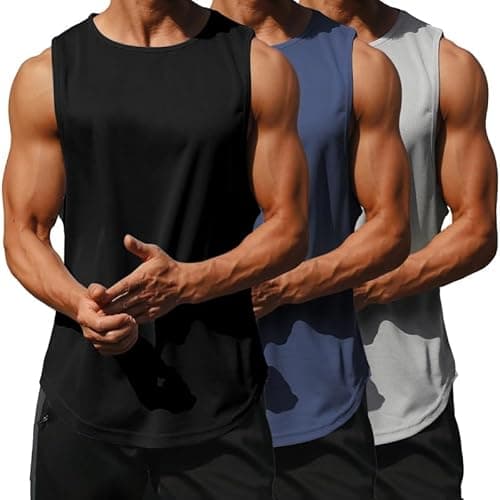 Image of Litthing Men's Gym Tank Tops Workout Sleeveless Bodybuilding Vest Quick-Drying Workout T-Shirt Summer Fitness Athletic Muscle Tank Shirts