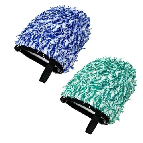 Image of Asheyya 2 Pcs Wash Mitt for Car Washing, Anti-Scratch Soft Microfibre Wash Mitt for Car & Home Cleaning