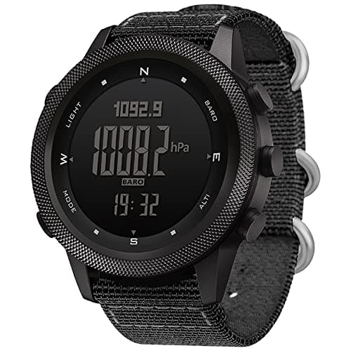 Image of NORTH EDGE Apache-46 Digital Sports Watches for Men Military Watches with Compass, Temperature, Steps Tracker, Sport Tactical Survival Features (Nylon Strap, 46 mm, Black)