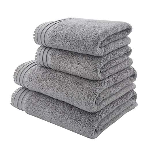 Image of Catherine Lansfield Pom Pom Zero Twist Cotton 4 Piece Towel Bale Silver