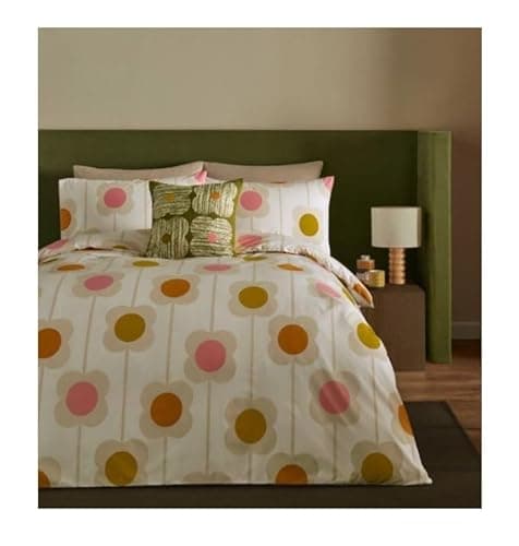 Image of Orla Kiely Bedding - Abacus Flower 100% Cotton Duvet Cover Set - Sunrise (King Size (230cm x 220cm))