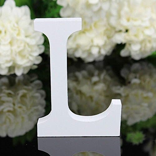 Image of Freeas Decorative Wood Letters, 26 Letters Wooden Alphabet Wall Letter for Children Baby Name Girls Bedroom Wedding Brithday Party Home Decor-Letters,Height: 8cm/3" (Letter L)