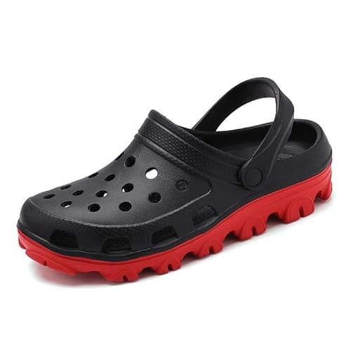 Image of Large Size Unisex Garden Clogs Shoes,Mens Womens Beach Sandals，Non-Slip Outdoor Summer Slippers Ventilated Design, Slip-on Style (Black, Adult, Men, 17, Numeric, UK Footwear Size System, Medium)