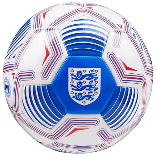 Image of England FA Football - Soccer Ball for Adults Teenagers Kids Training Football Size 3, 4 or 5 - England Merchandise (White/Blue, Size 5)