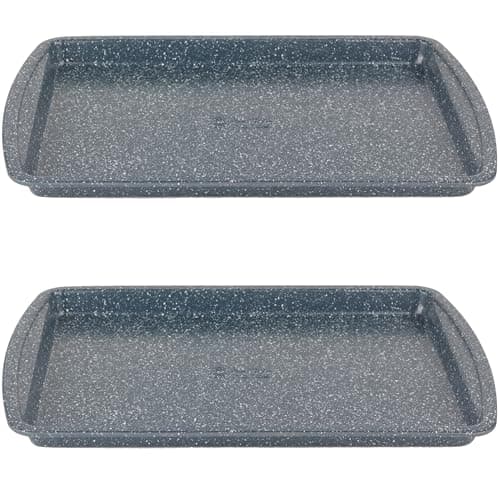 Image of Russell Hobbs Nightfall Stone Baking Trays - Set of 2, 38cm Non-Stick Oven Tray, Lightweight, Oven Sheet for Biscuits, Cookies and Chips, Easy Clean, Durable Carbon Steel Bakeware, PFOA Free