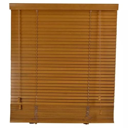 Image of URBNLIVING Real Wood Venetian Blinds, Horizontal Wooden Slats with Privacy Valance & Cord Tilt Control, Pull Cord, Premium Timber Window Shades for Home or Office, Custom Sizes & Colours Available